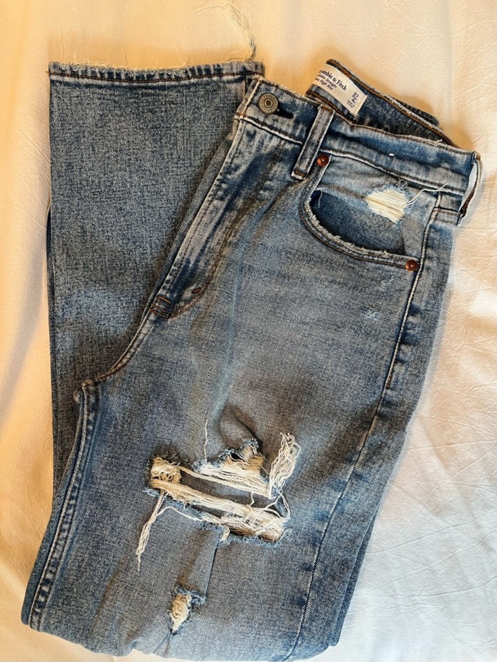 Abercrombie & Fitch Curve Love High Waisted Straight Leg Jeans